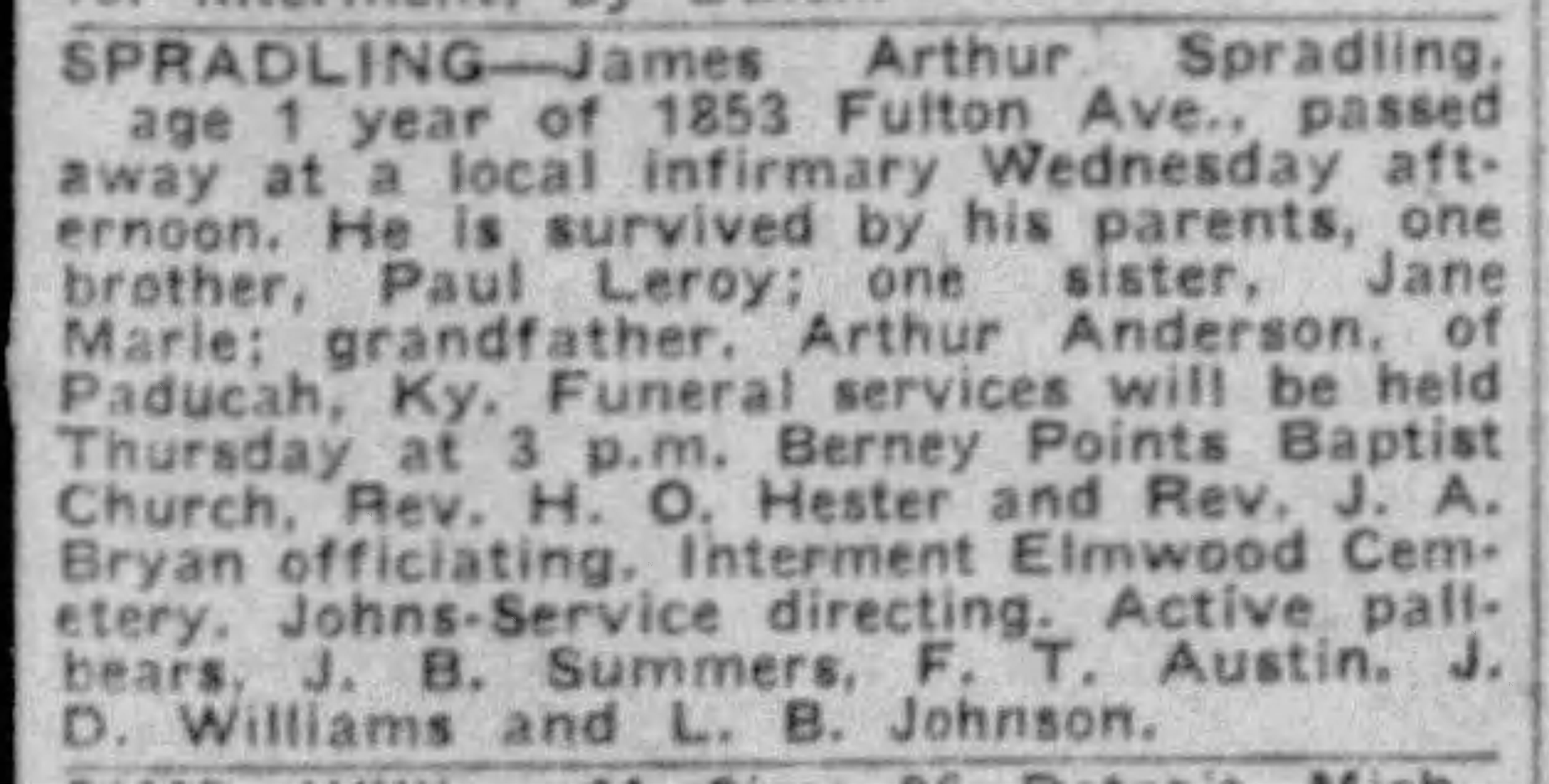 James Arthur Spradling obituary